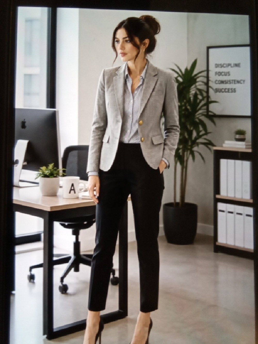 J. Crew Gray Schoolboy Blazer with Notch Lapel Gold Crest Bottons Office Womens